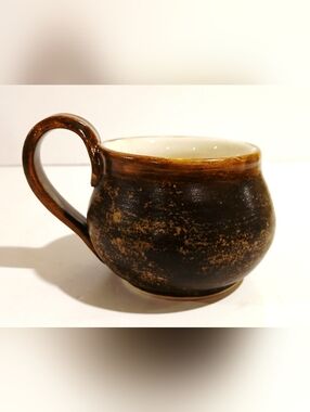 Handcrafted Small Brown Pottery Mug - Rustic Home Art
